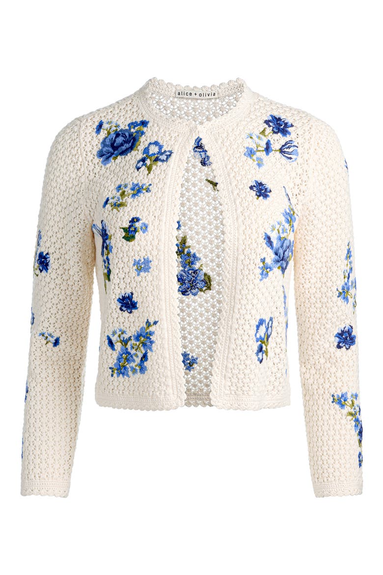 Anderson Floral Embroidered Cotton & Wool Cardigan, Alternate, color, FLEUR DE PARIS