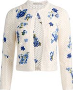 Alice + Olivia Anderson Floral Embroidered Cotton & Wool Cardigan