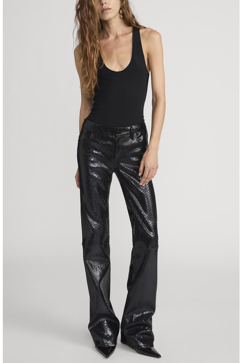 Faux Snakeskin Leather Bootcut Pants, Alternate, color, BLACK SNAKE