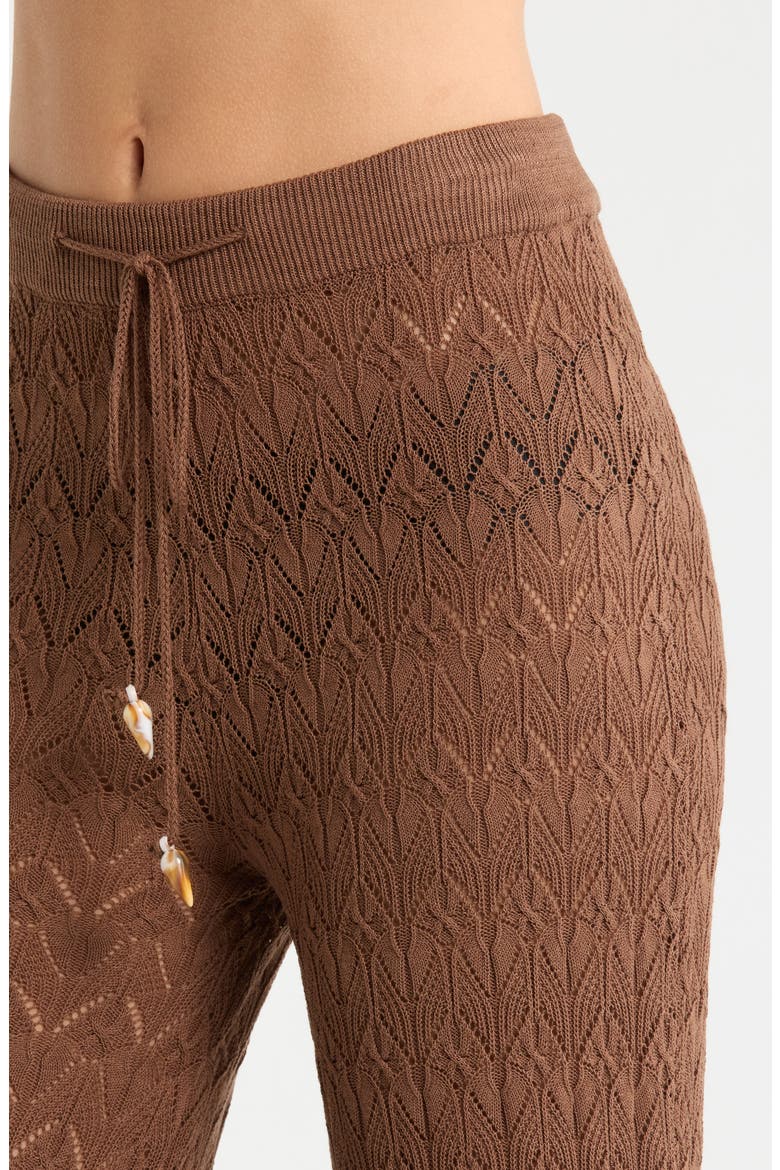 Pointelle Cover-Up Sweater Pants, Alternate, color, BROWN