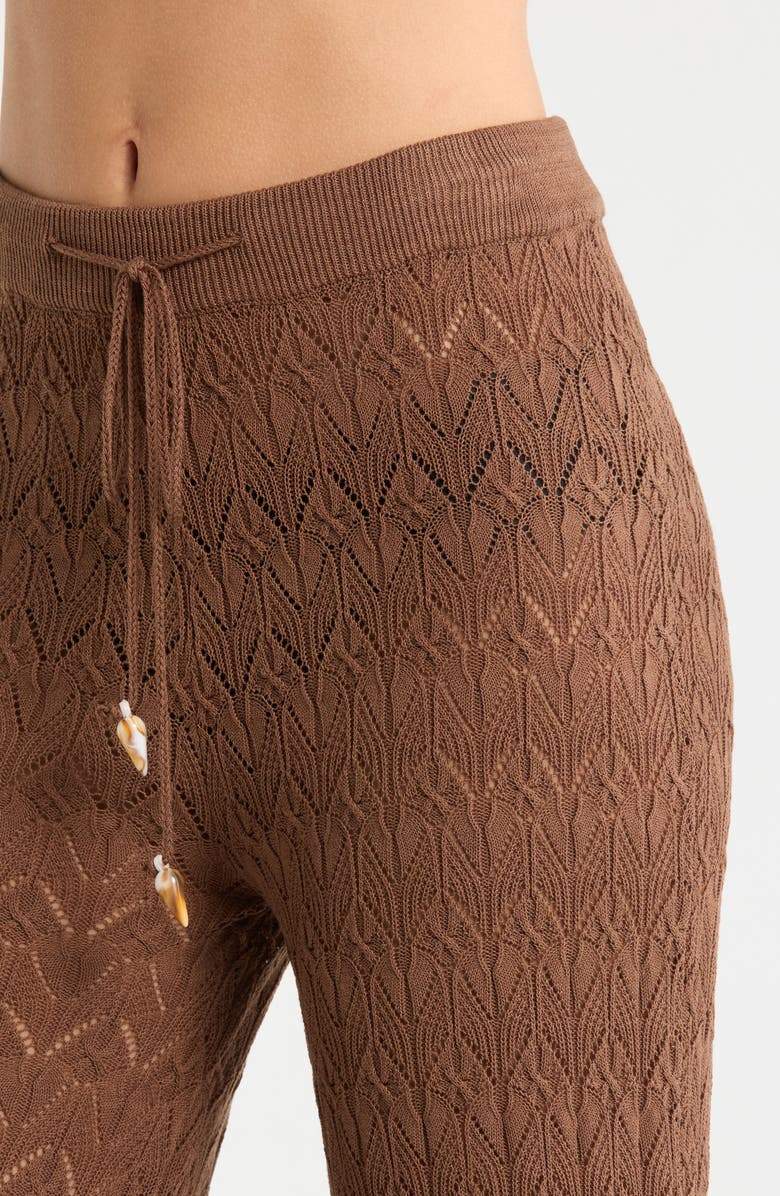 Elan Pointelle Cover-Up Sweater Pants, Alternate, color, Brown