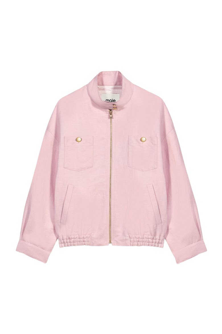 Linen blend bomber jacket, Alternate, color, Pink