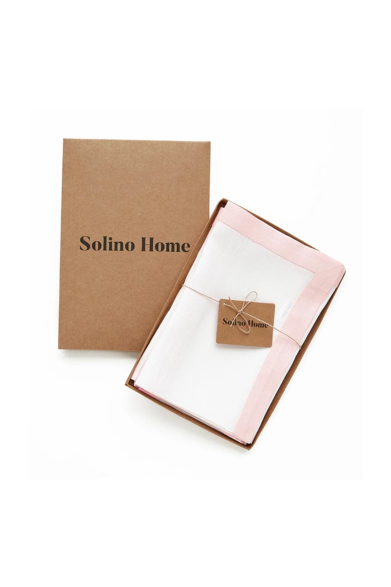 Linen Dinner Napkins Set of 4, 20 x 20" - Classic, Alternate, color, Blush Pink and White