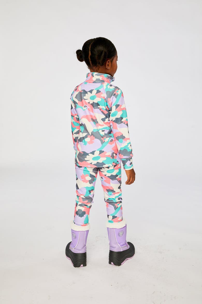 Two Piece Camouflage Brushed Half-Zip Top & Pants Thermal Underwear, Alternate, color, Coral Camouflage