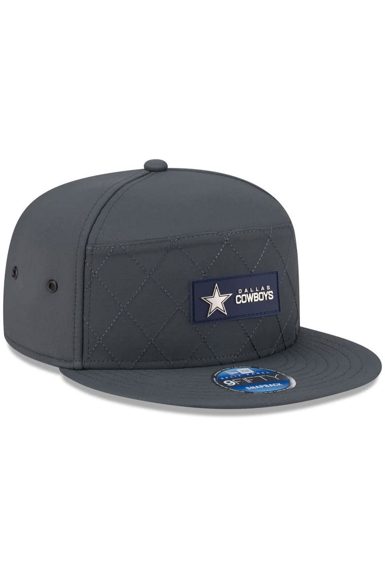 Men's New Era Charcoal Dallas Cowboys 2025 Sideline Cold Weather Split Panel 9FIFTY Snapback Hat, Alternate, color, Charcoal
