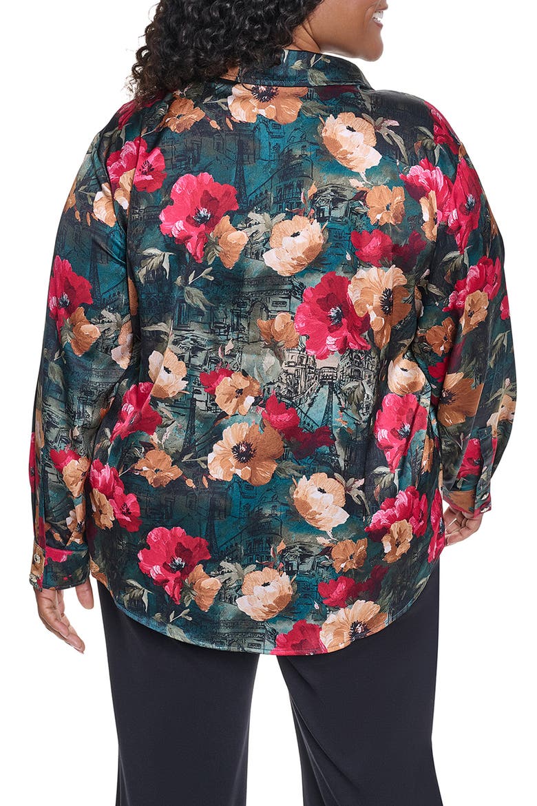 Floral Crepe Shirt, Alternate, color, GLASS TEAL/ ADMIRAL MULTI