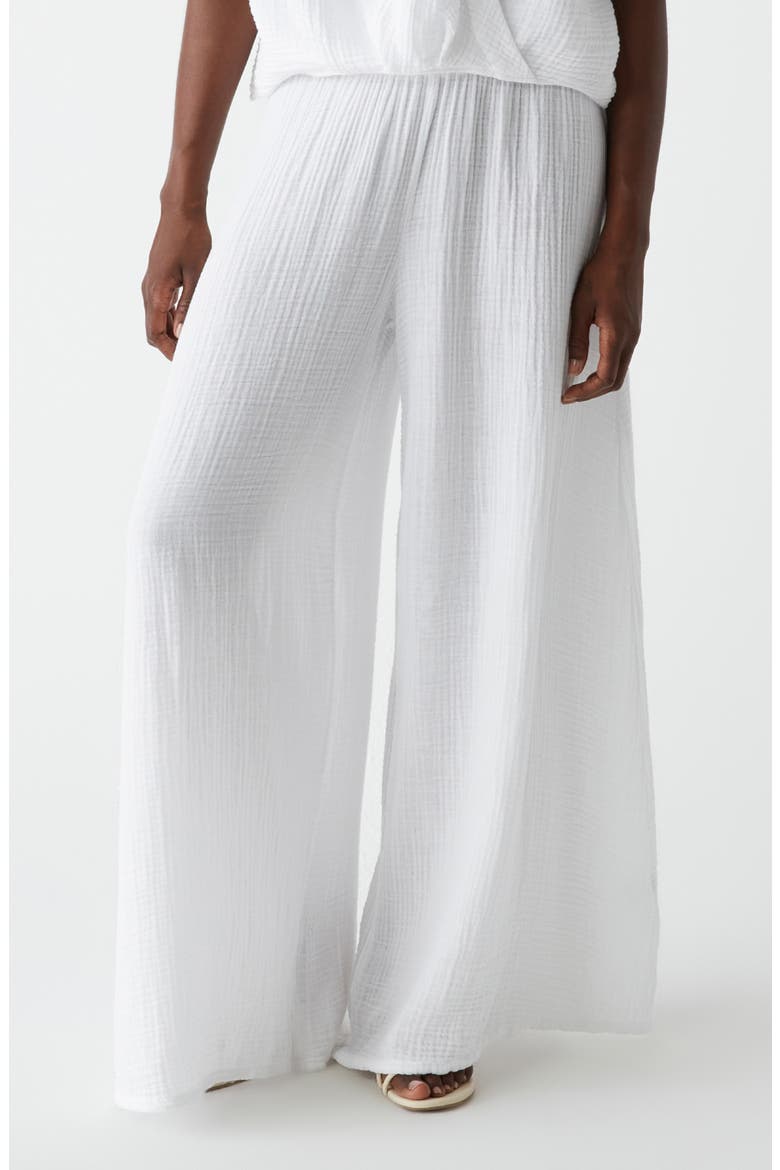 Simba Smocked Waist Wide Leg Pants, Main, color, WHITE