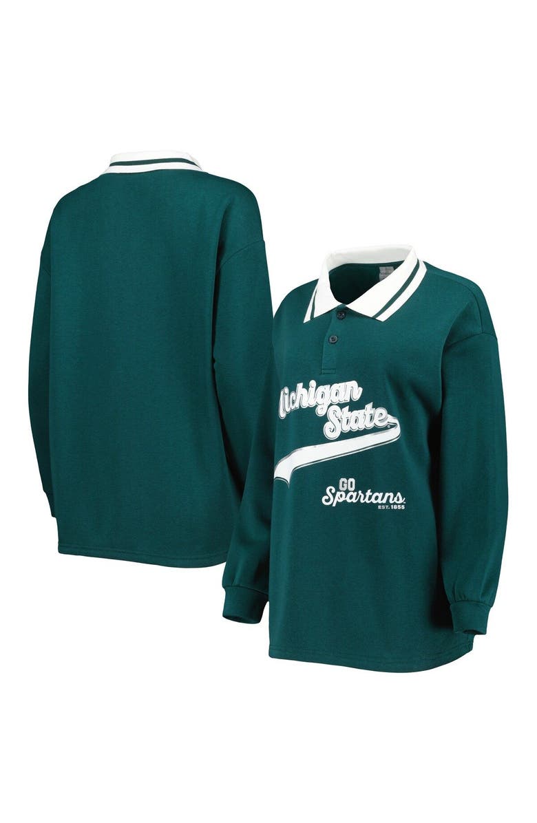 GAMEDAY COUTURE Women's Gameday Couture Green Michigan State Spartans Happy Hour Long Sleeve Polo, Main, color,