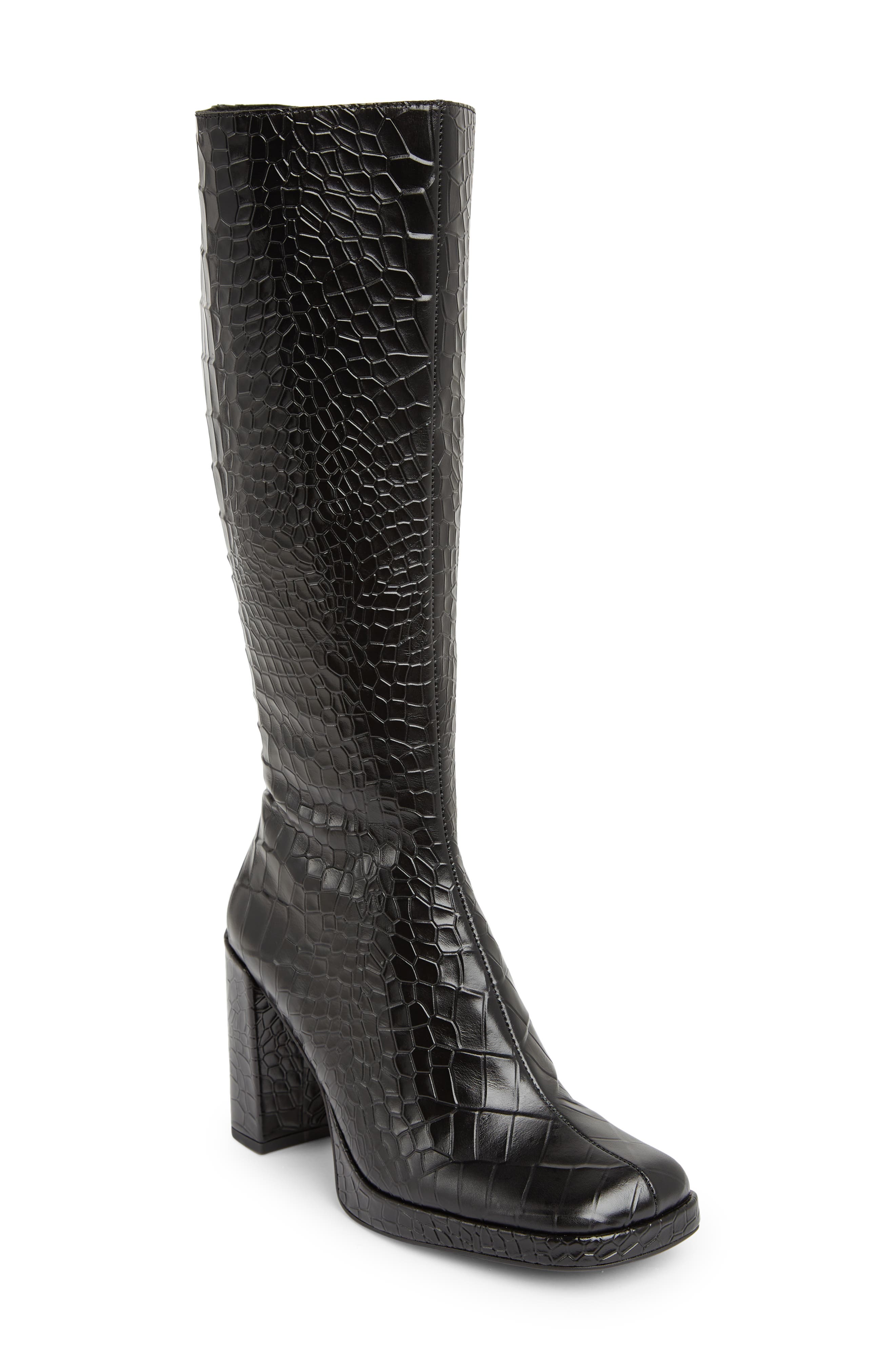 Jeffrey Campbell Minim Croc Embossed Boot, Main, color, 