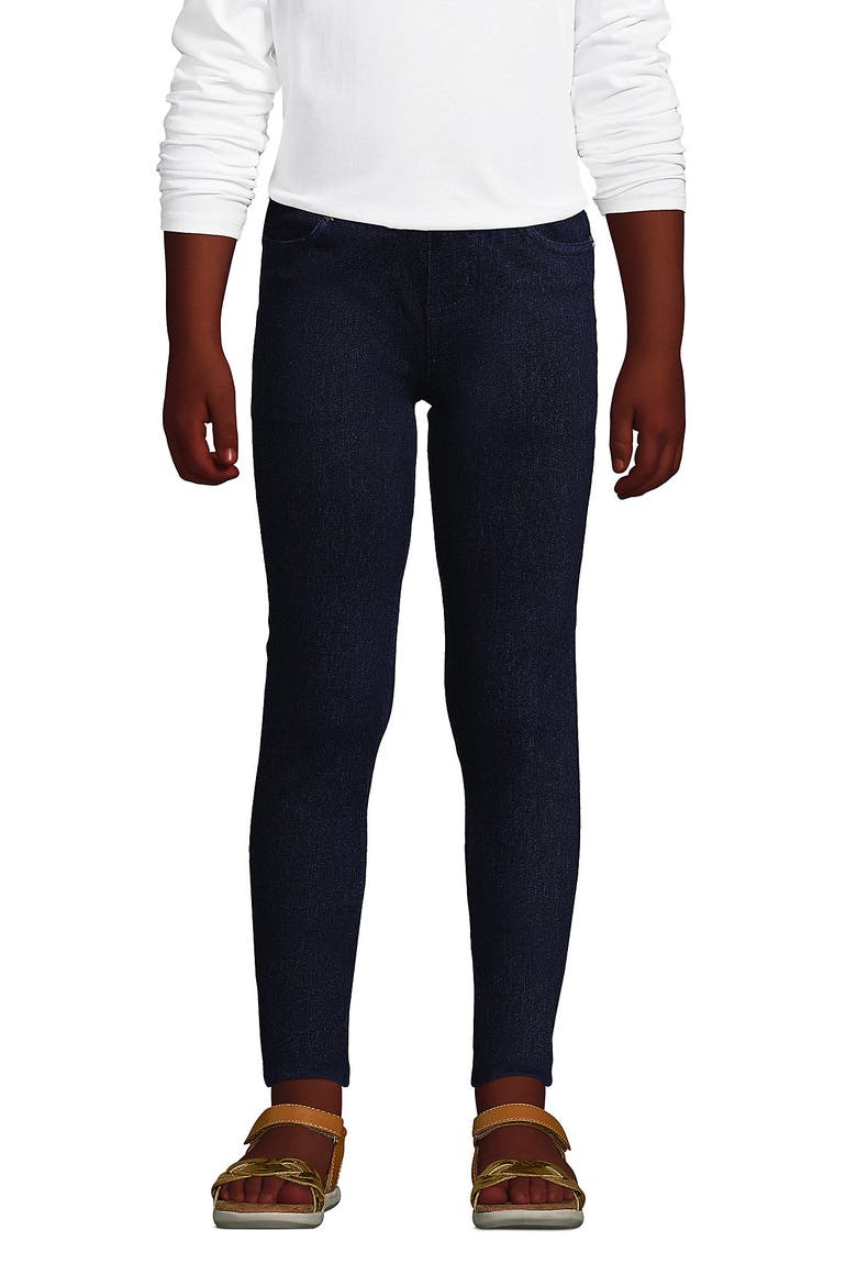 Girls Plus Iron Knee Denim Jeggings, Main, color, Dark Blue Rinse
