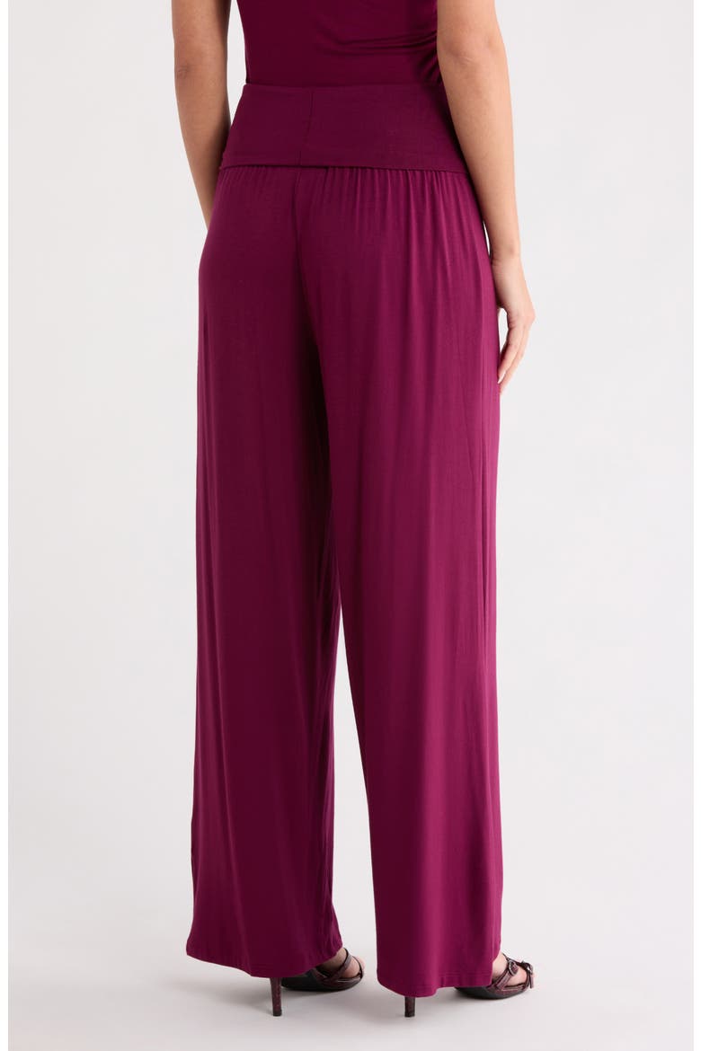 Folover Waist Jersey Pants, Alternate, color, BURGUNDY