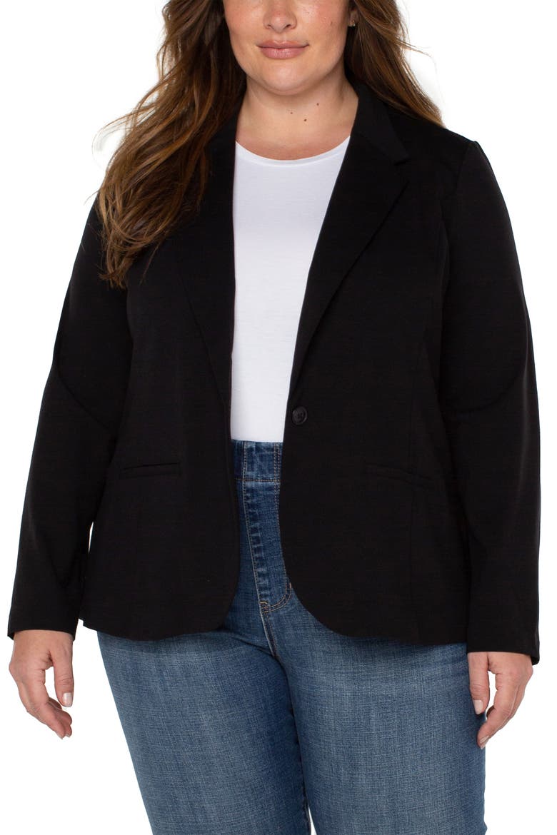Fitted One-Button Blazer, Main, color, BLACK