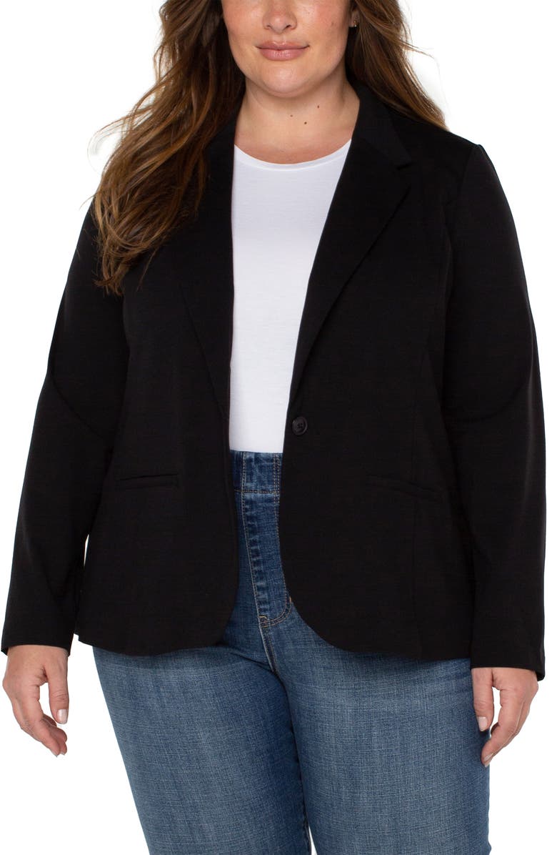 Liverpool Los Angeles Fitted One-Button Blazer, Main, color, Black