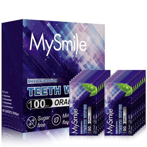 Teeth Wipes Disposal Finger Brush Deep Cleaning Teeth Wipes, Mint Flavor