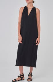 ocean+main Sleeveless Gauze Midi Dress with Pockets