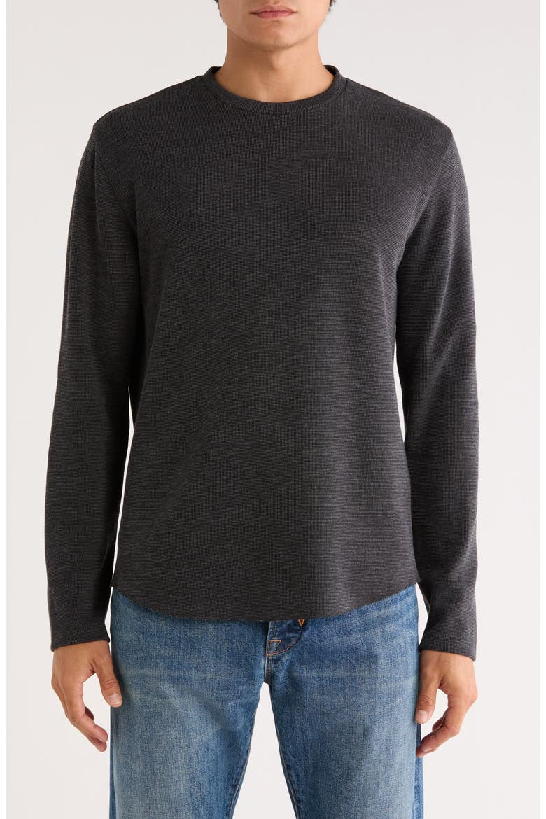 Crewneck Long Sleeve Knit T-Shirt, Main, color, BLACK/ OFF WHITE