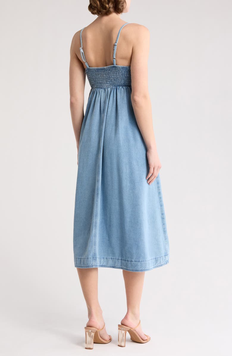Lush Button Front Denim Midi Dress, Alternate, color, Denim