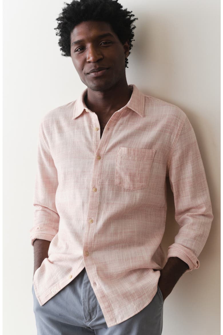 Classic Fit Stretch Selvedge Button-Up Shirt, Alternate, color, WARM STRIPE