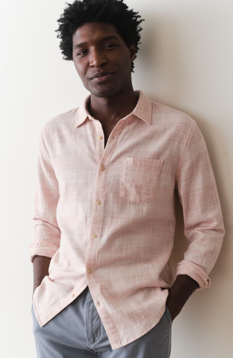 Marine Layer Classic Fit Stretch Selvedge Button-Up Shirt, Alternate, color, Warm Stripe