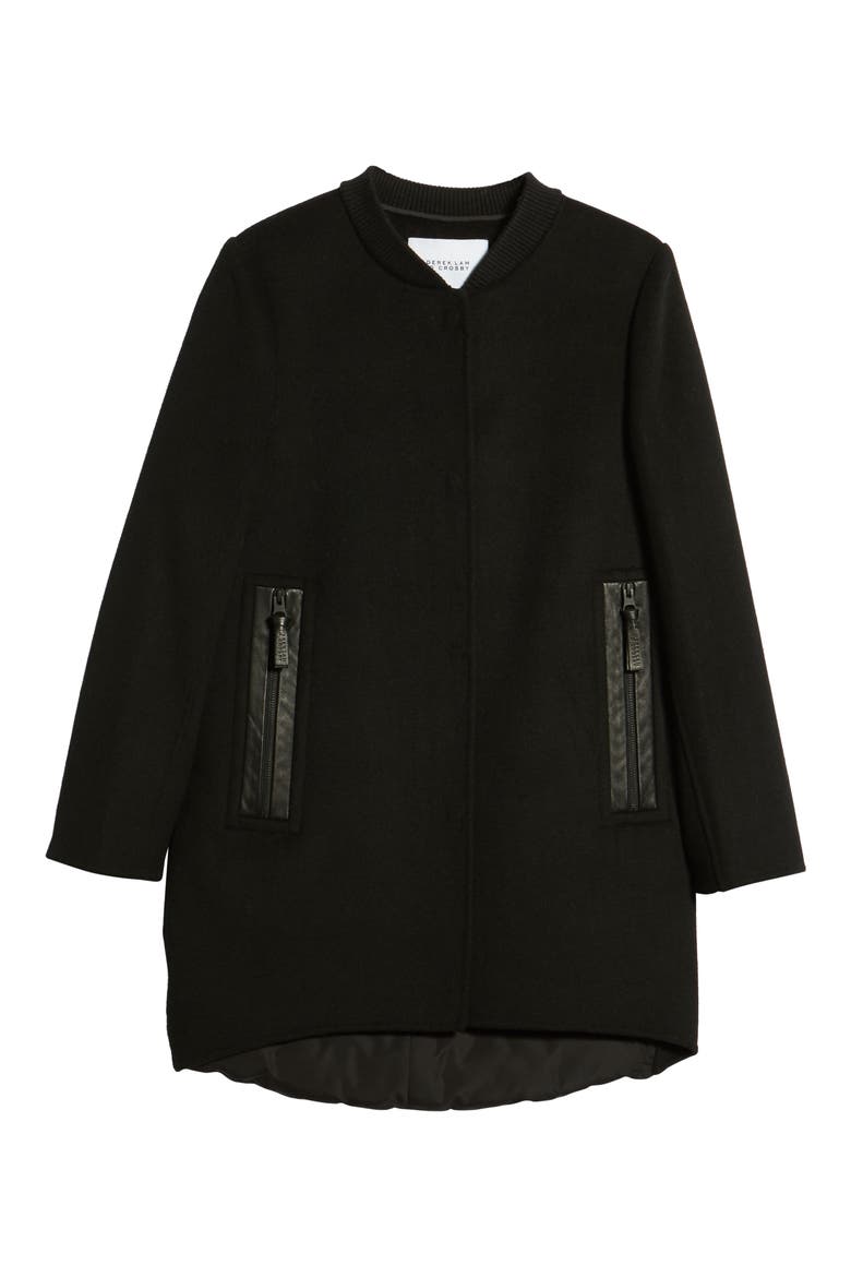 Wool & Quilted Coat, Alternate, color, BLACK