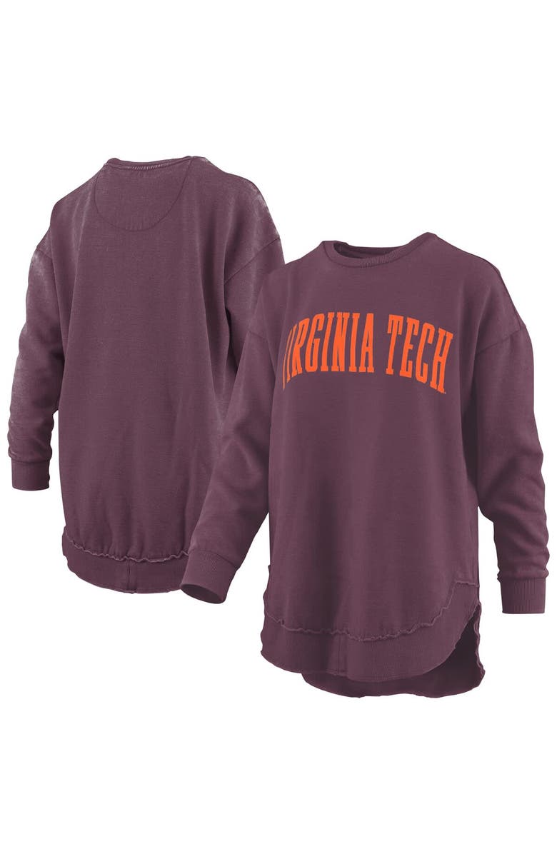 PRESSBOX Women's Pressbox  Maroon Virginia Tech Hokies Melange Poncho Vintage Fleece Long Sleeve Pullover Sweatshirt, Main, color, Maroon