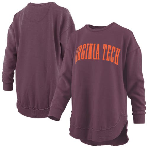 Pressbox Maroon Virginia Tech Hokies Melange Poncho Vintage Fleece Long Sleeve Pullover Sweatshirt