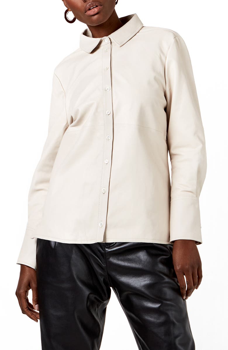 AS by DF Cindy Recycled Leather Shirt Jacket, Main, color,