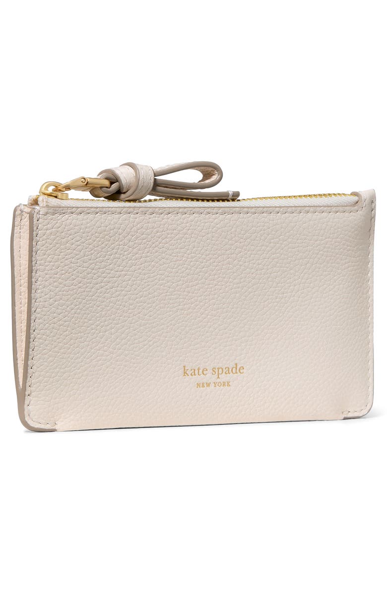 Kate Spade New York loop pebbled leather card case, Alternate, color, Cashew Milk