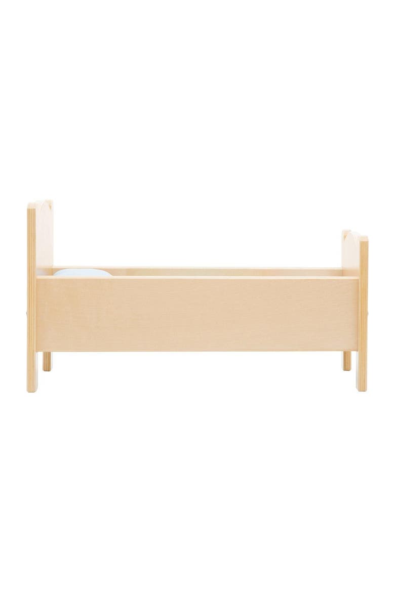 Wooden Doll Bed with Bedding, Alternate, color, Beige
