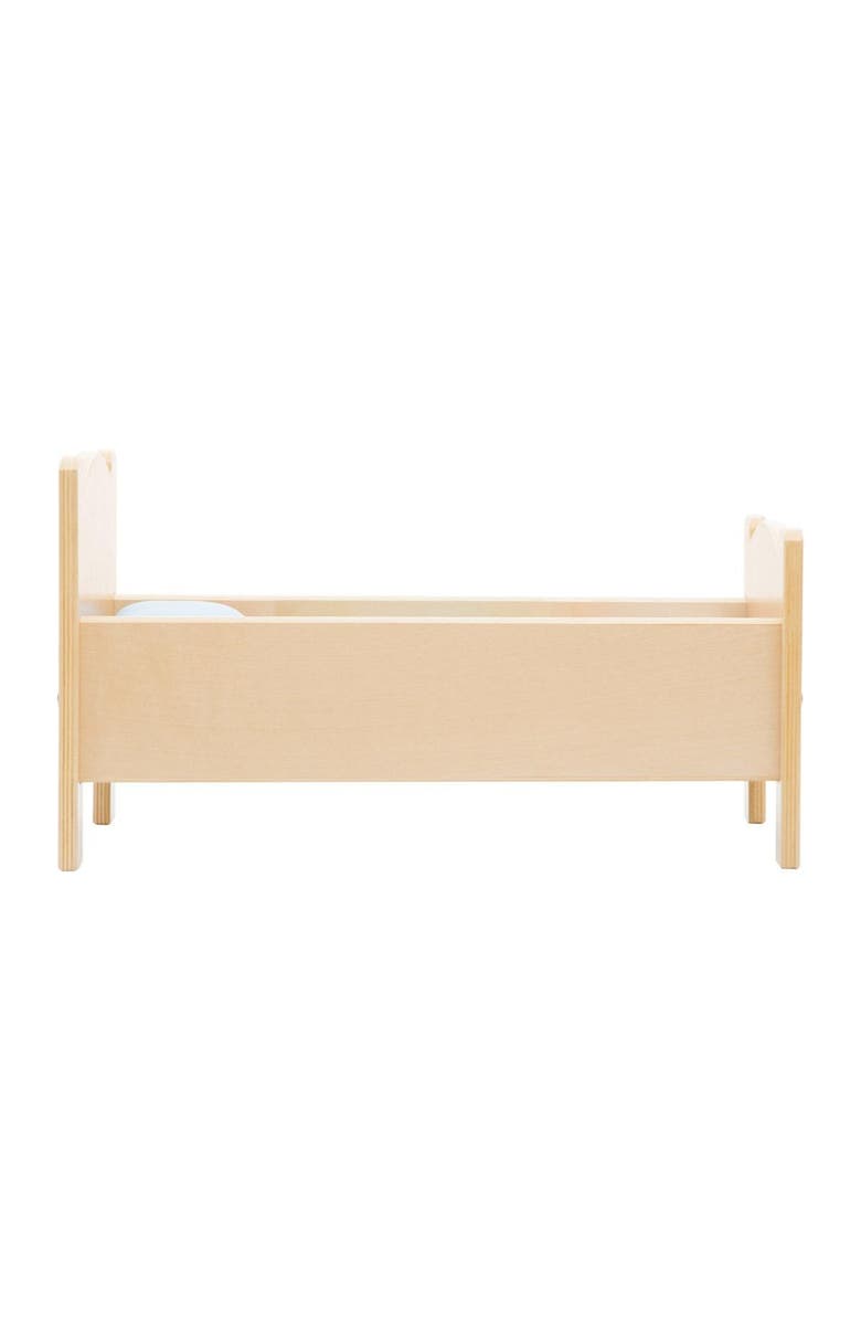 Kaplan Early Learning Company Wooden Doll Bed with Bedding, Alternate, color, Beige
