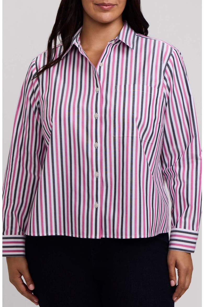 Jodie Stripe Cotton Button-Up Shirt, Main, color, POMEGRANATE RED/ MULTI