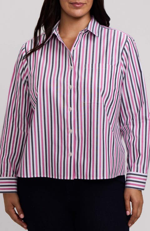 Jodie Stripe Cotton Button-Up Shirt