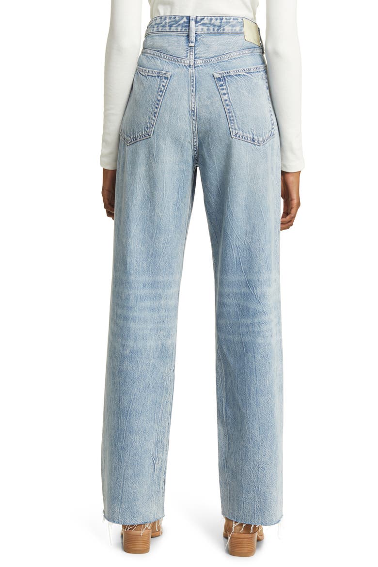Logan Featherweight Raw Edge High Waist Wide Leg Jeans, Alternate, color, MIRA