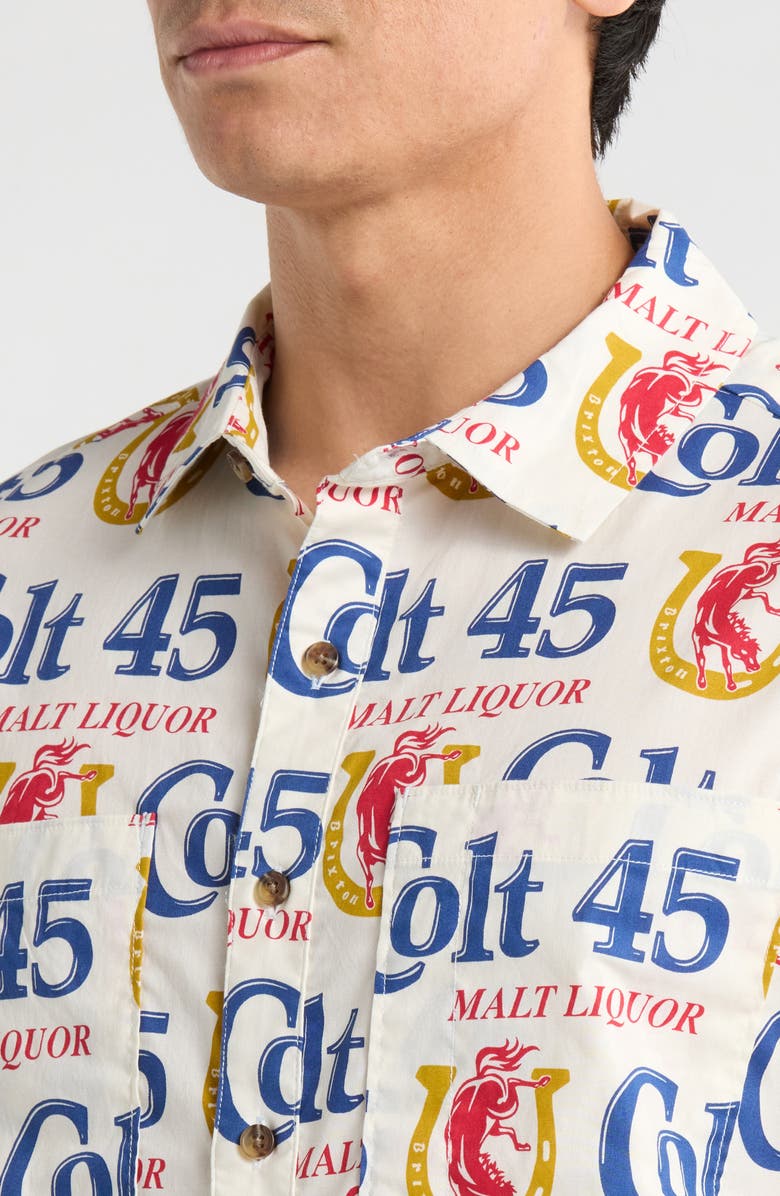 Brixton x Colt 45 Print Button-Up Shirt, Alternate, color, White Multi