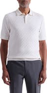 Bugatchi Basket Stitch Cotton Blend Polo Sweater