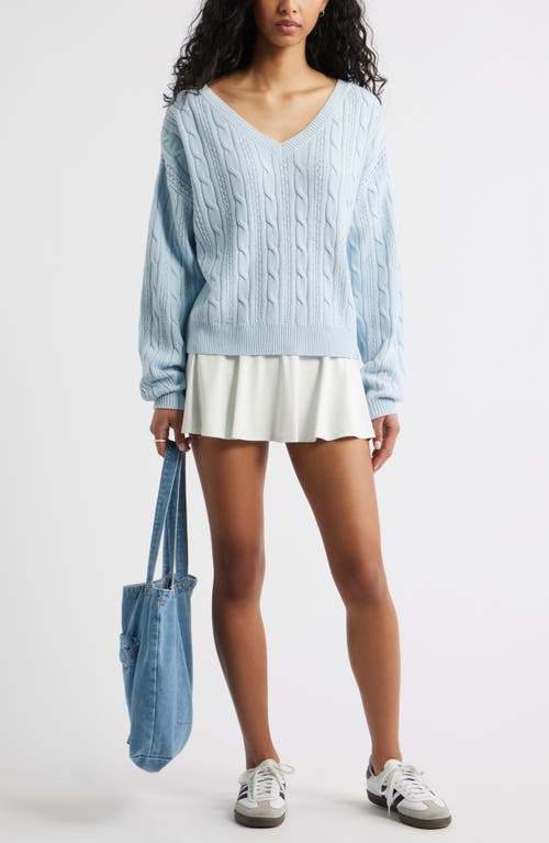 Bp. Bow Back Cable Knit Sweater In Blue