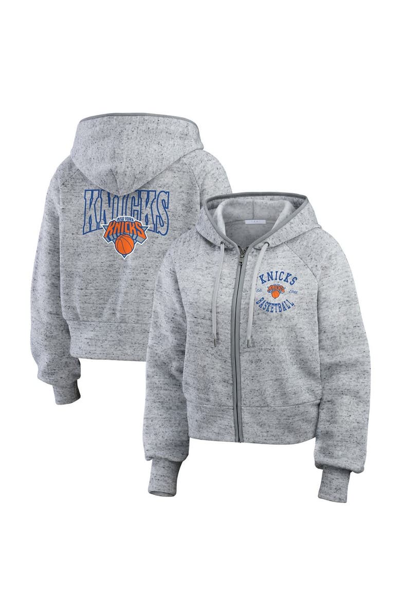 WEAR by Erin Andrews Women's WEAR by Erin Andrews Heather Gray New York Knicks Speckled Radiator Full-Zip Hoodie, Main, color, 