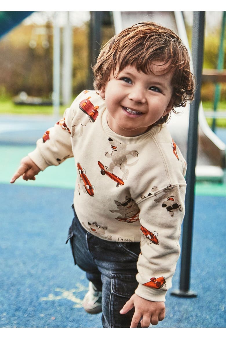 Printed Sweatshirt, Alternate, color, Cream
