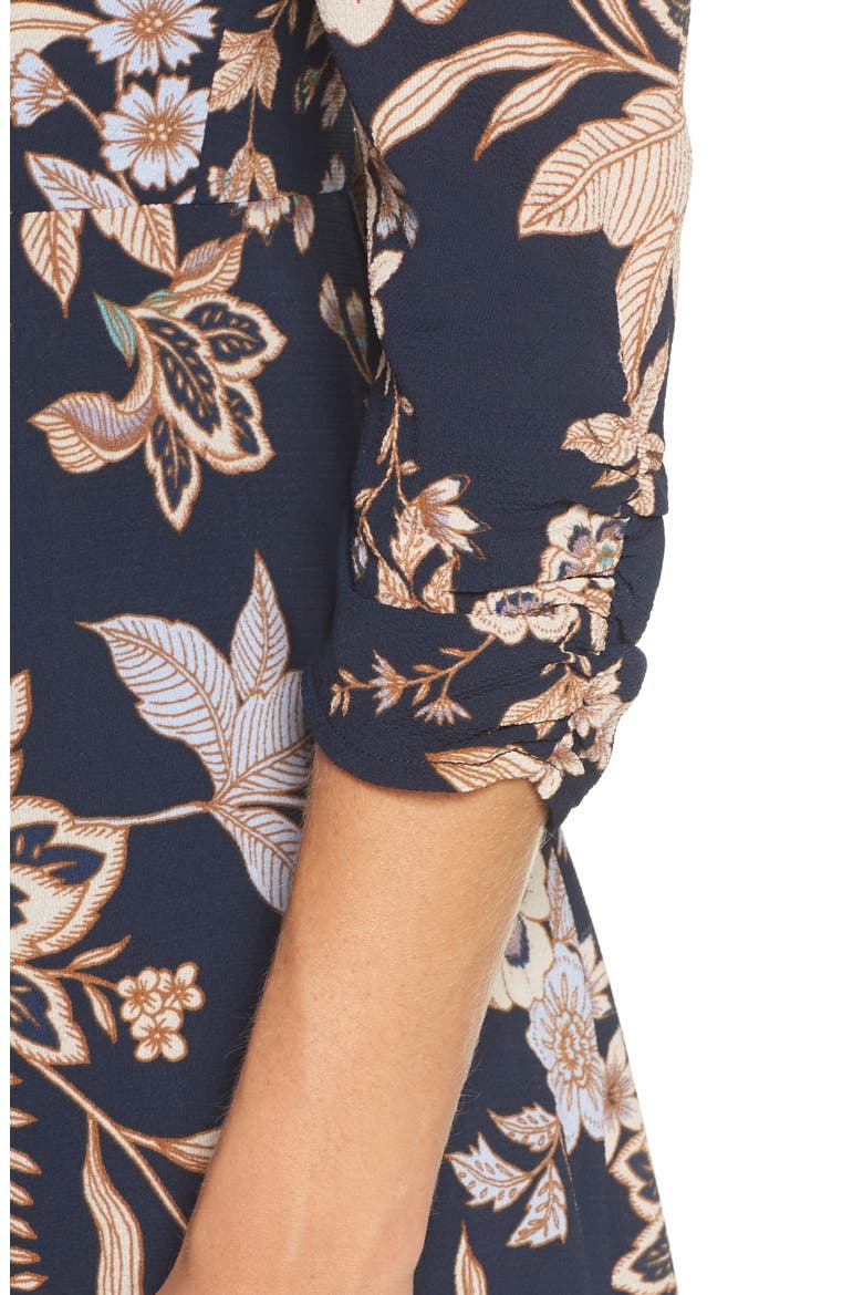 Floral Midi Dress, Alternate, color, NAVY