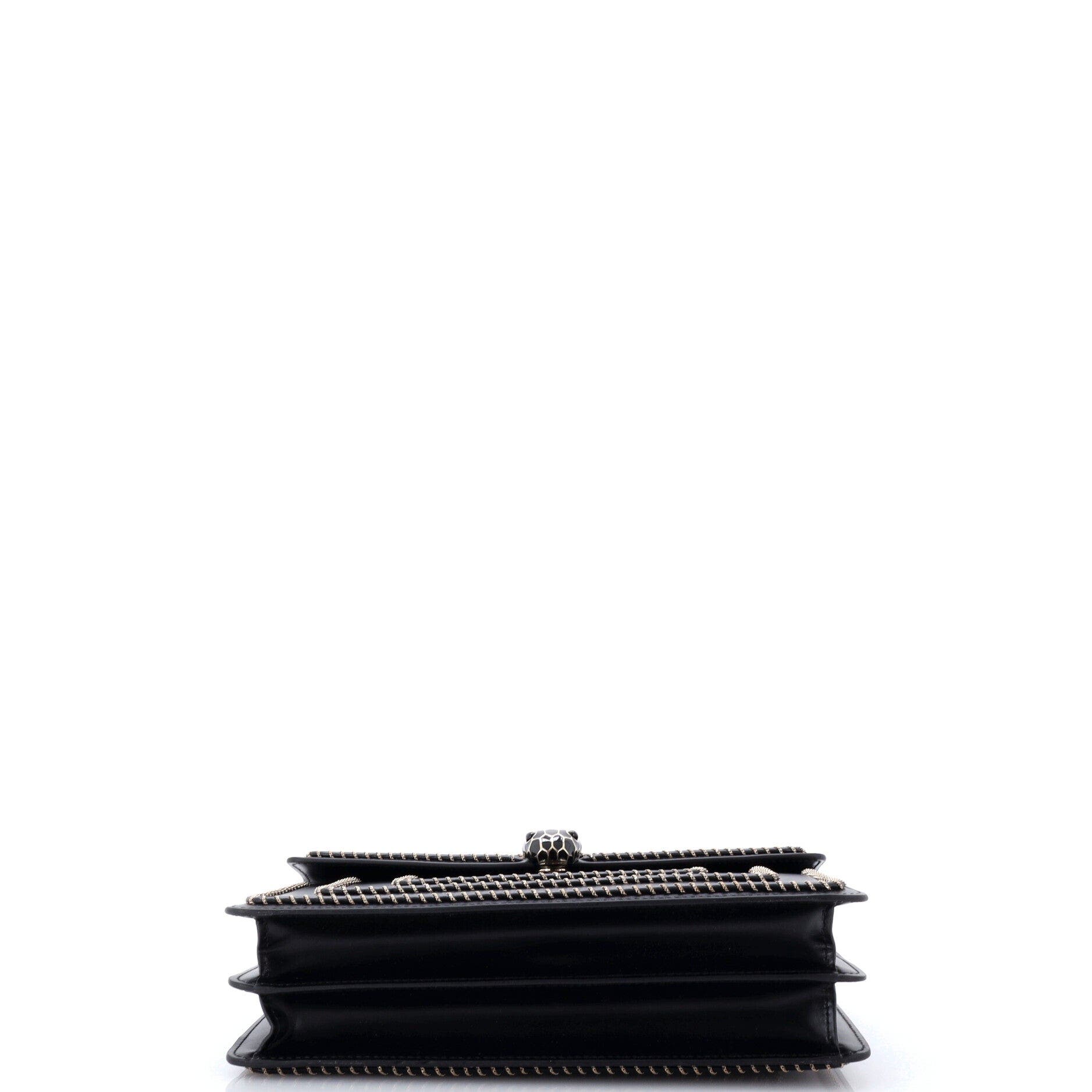 Serpenti Forever Shoulder Bag Embellished Leather Medium, Alternate, color, Black
