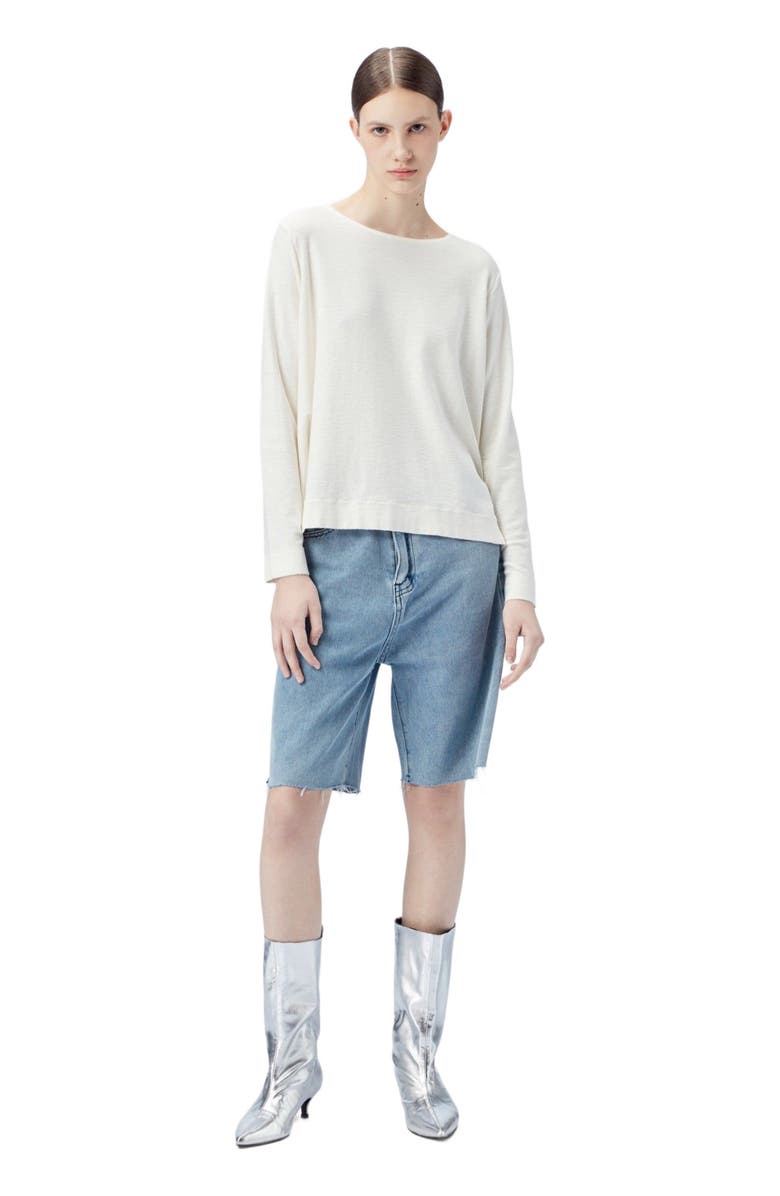 GOBI Mongolian Cashmere Boatneck Cotton Silk Cashmere Blend Sweater, Alternate, color, Whisper White