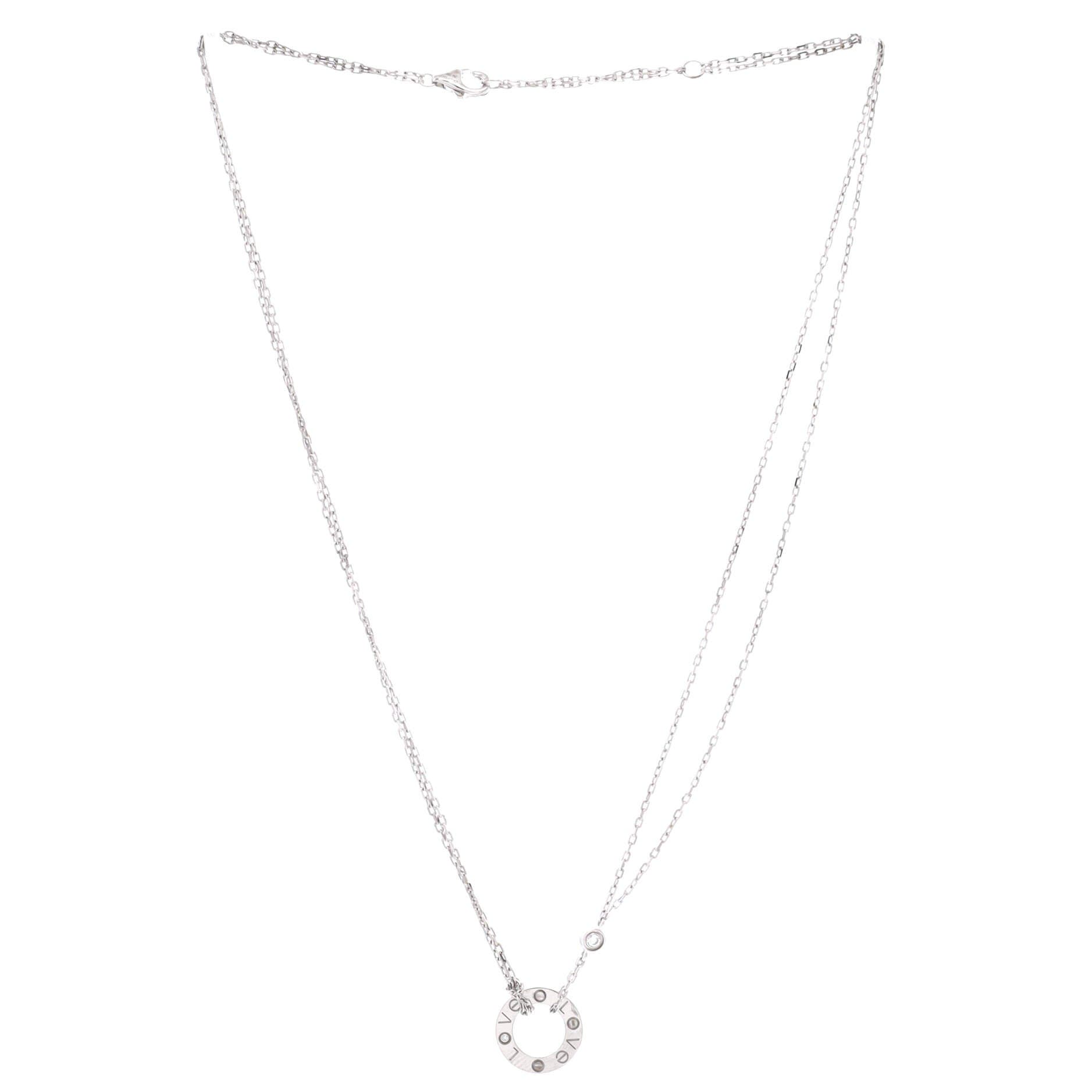 2 Diamonds Love Pendant Necklace 18K White Gold with Diamonds, Alternate, color, Metallic Gold