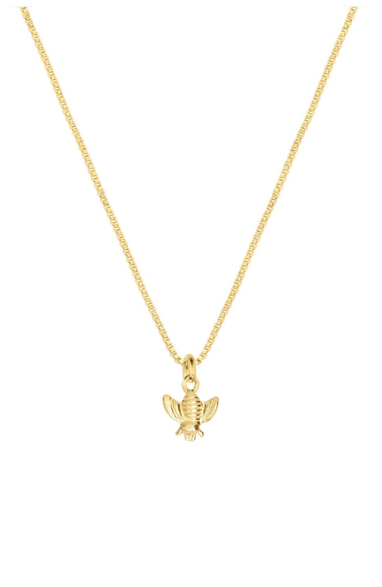Set & Stones Bee Charm Necklace, Main, color, Gold