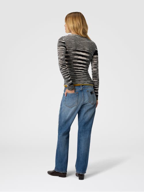 Missoni Crew Neck Sweater With Flame Pattern In Cashmere Blend In Black