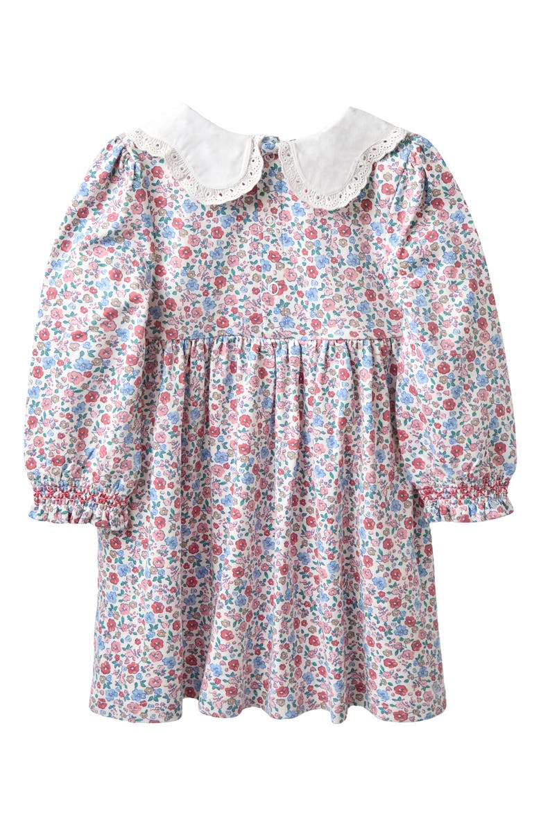 JOJO MAMAN BEBE Peter Pan Collar Floral Print Smocked Cotton Dress, Alternate, color, Pink
