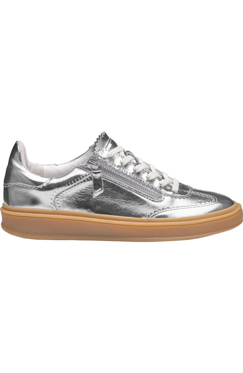 Johnston & Murphy Ashley Side Zip Sneaker, Alternate, color, Silver Metallic Sheepskin