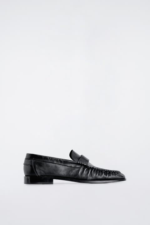 Ruched Leather Loafers