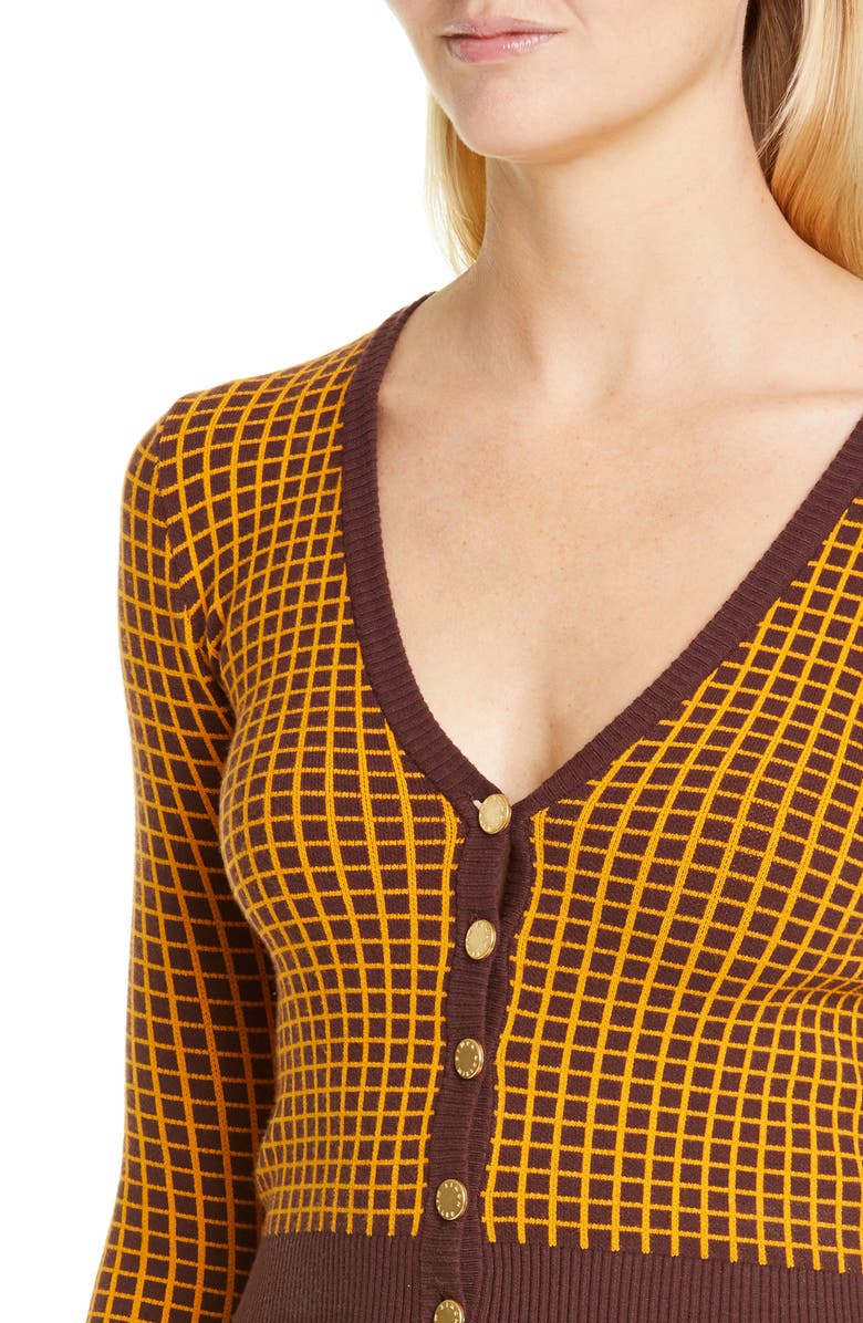 Simon Miller Chiz Check Jacquard Crop Cardigan, Alternate, color,