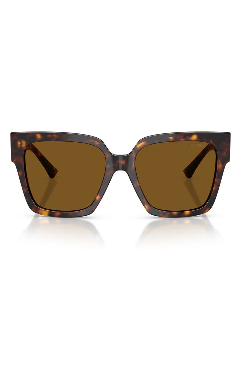 Jimmy Choo 54mm Polarized Square Sunglasses, Main, color, Havana / Polar Brown