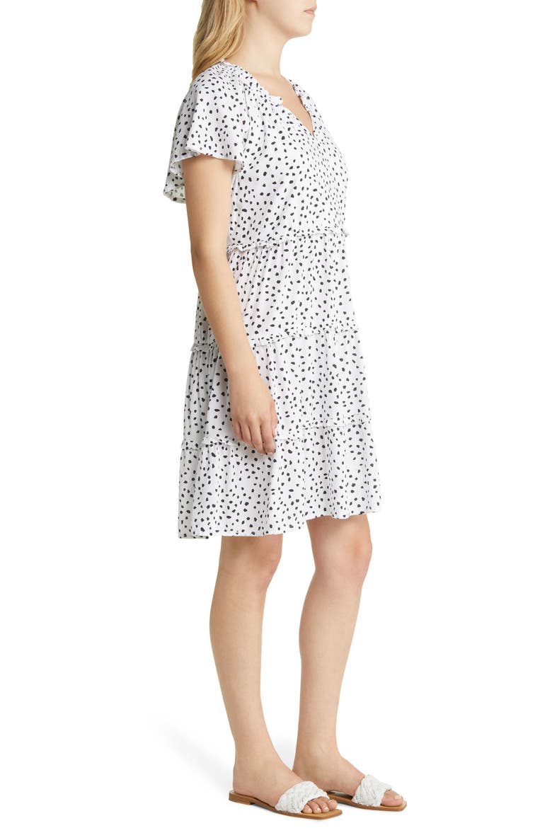 Women's Camila Floral Flutter Sleeve Dress, Alternate, color, SPOTS BLANC